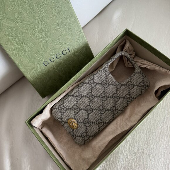 NEW GUCCI 753611 Offidia GG Pattern PVC iPhone 14Pro Max Compatible iPhone - Picture 3 of 4
